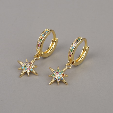 fashion copper micro-inlaid color zircon flower earrings  NHBU319736's discount tags