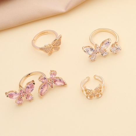 anillo abierto de mariposa de circonita de diamante completo de moda's discount tags