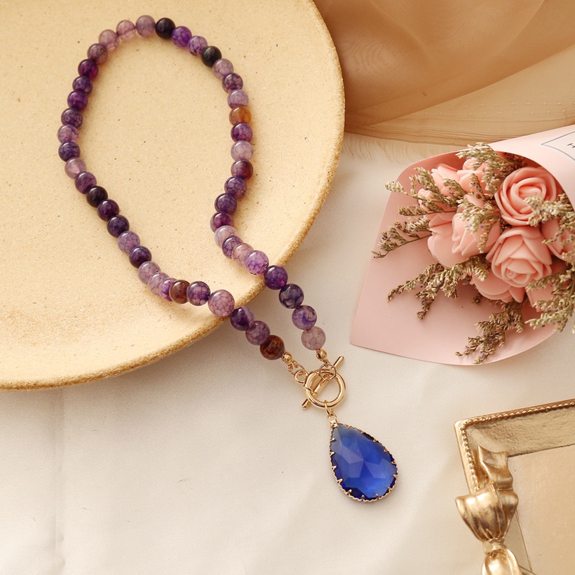 Bijoux Fantaisie Parures Bijoux | Collier Multicouche Cur En Cristal Violet - WY00204