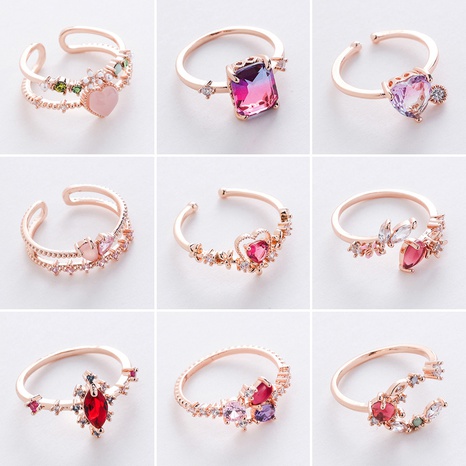 Korean new micro-inlaid crystal zircon ring's discount tags