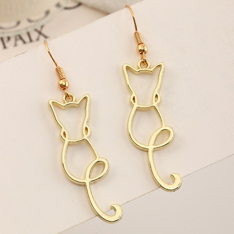 fashion creative metal hollow cute cat earrings NHNZ319881's discount tags