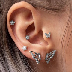 fashion simple diamond-studded butterfly star earrings set