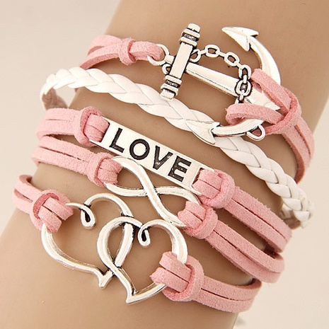 retro creative anchor LOVE 8 word love braided bracelet's discount tags