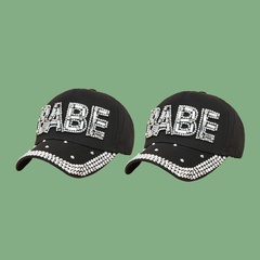 Korean fashion rhinestone letters wide-brimmed baseball cap