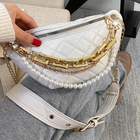 Bolso de pecho cruzado con cadena de perlas de moda coreana's discount tags