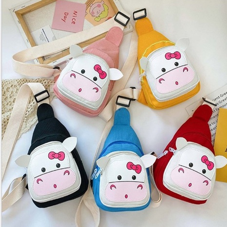 Korean children's canvas cute cartoon chest bag's discount tags