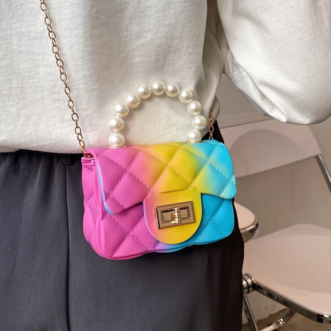 New Korean Cute Color Silicone Diamond Chain Shoulder Messenger Bag NHTG320354's discount tags