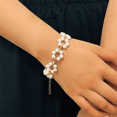 fashion flower braided pearl bracelet
