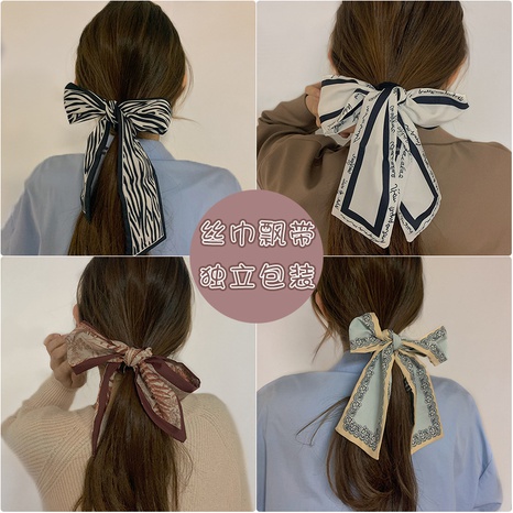 Anillo de pelo de satén con cinta de bufanda de seda coreana's discount tags
