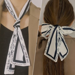 Simple hair band silk scarf bow satin headscarf