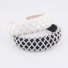 New fashion exaggerated sponge mesh pearl headband