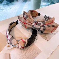 Retro lattice double-layer bow twisted headband