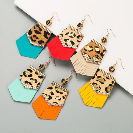 bohemian leopard print leather earrings's discount tags
