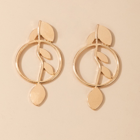 fashion simple leaf pendant circle earrings's discount tags