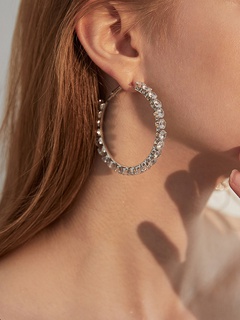 fashion diamond 925 silver needle big circle earrings