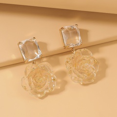 fashion crystal resin rose flower earrings