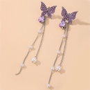 Korean rhinestone butterfly pearl tassel earringspicture9