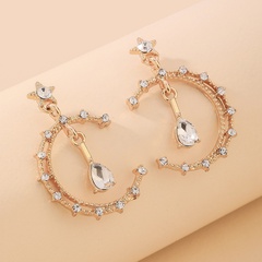 fashion diamond moon star drop earrings