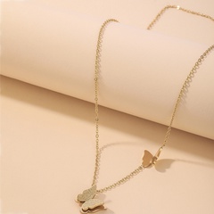cute two butterfly titanium steel necklace