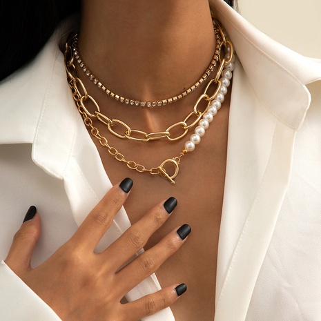 collier géométrique rétro baroque imitation perle's discount tags
