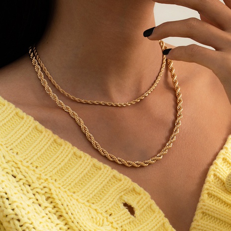 hip hop simple geometric twist chain necklace's discount tags