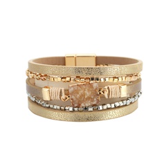 Bohemia multilayer leather crystal stone bracelet