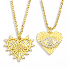Fashion heart-shape devil's eyes copper zircon necklace wholesale