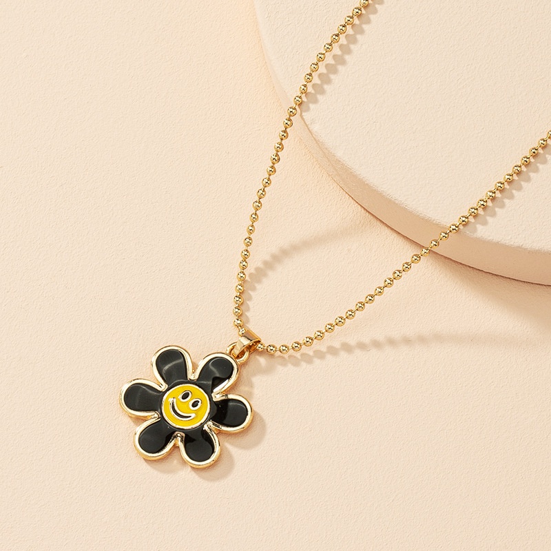 Fashion flower smiley alloy necklace wholesale