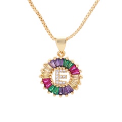 Fashion colorful zircon 26 English alphabet copper necklace wholesale