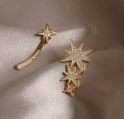 Full diamond star asymmetrical earrings