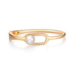 Fashion geometric pearl alloy glossy bracelets