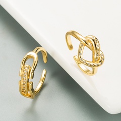 Fashion copper micro-inlaid zircon heart-shape ring