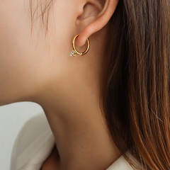 simple diamond titanium steel earrings