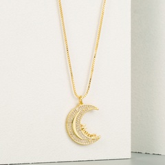Fashion moon copper micro-inlaid zircon necklace wholesale