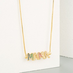 Mode Kupfer eingelegte Farbe Zirkon Mama Brief Halskette