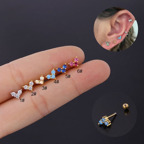Herzförmige Ohrringe aus koreanischem Farbzirkon's discount tags