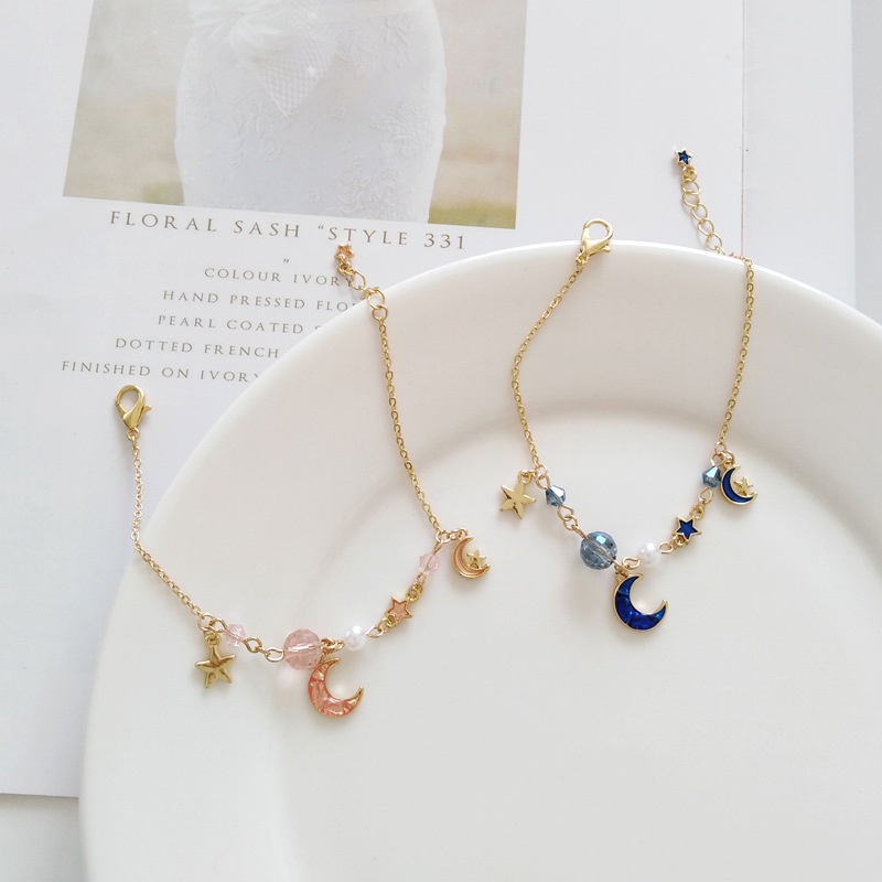 Fashion small star moon pearl alloy bracelet
