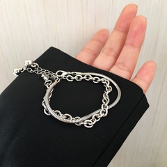 Korean geometric shape round buckle stitching bracelet