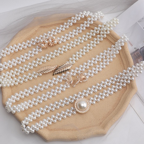 Koreanische neue Perlen runde Taillenkette's discount tags