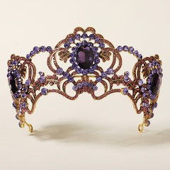 retro purple gemstone rhinestone crown headdress