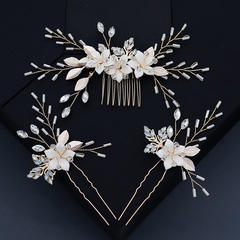 Bride jewelry flower rhinestone insert comb