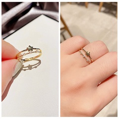 Korean double five-pointed star zircon ring