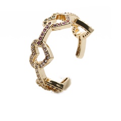 fashion copper micro-inlaid heart zircon ring
