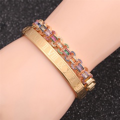 Fashion Roman alphabet color zircon copper bracelet set