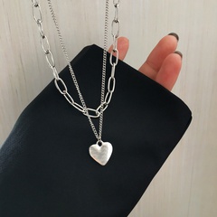 fashion heart pendent double layered clavicle chain
