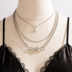 new simple pearl alloy knotted necklace