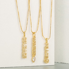 Fashion English letters long copper necklace wholesale