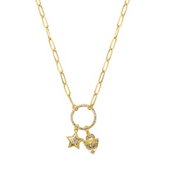 Fashion star heart-shape copper inlaid zircon necklace wholesale