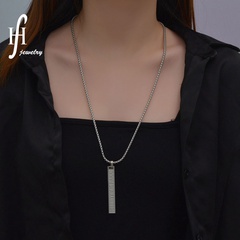 Korea letter rectangular roma word titanium steel necklace wholesale