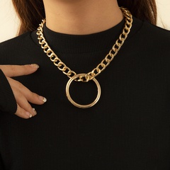 Hip-hop single-layer geometric ring thick chain necklace